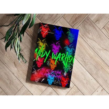 Vibrant Andy Warhol pop art faces on black background aluminum print