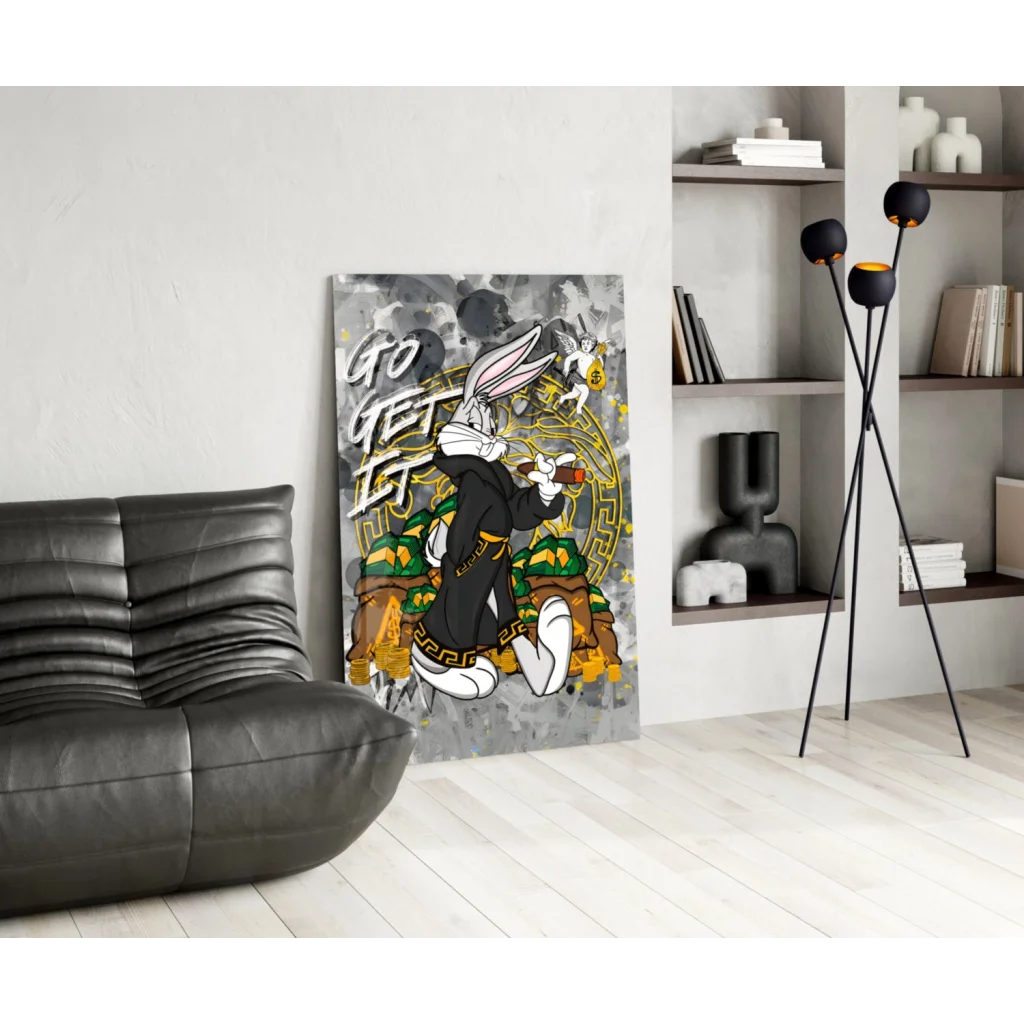 Vibrant Bugs Bunny canvas wall art print in anime style