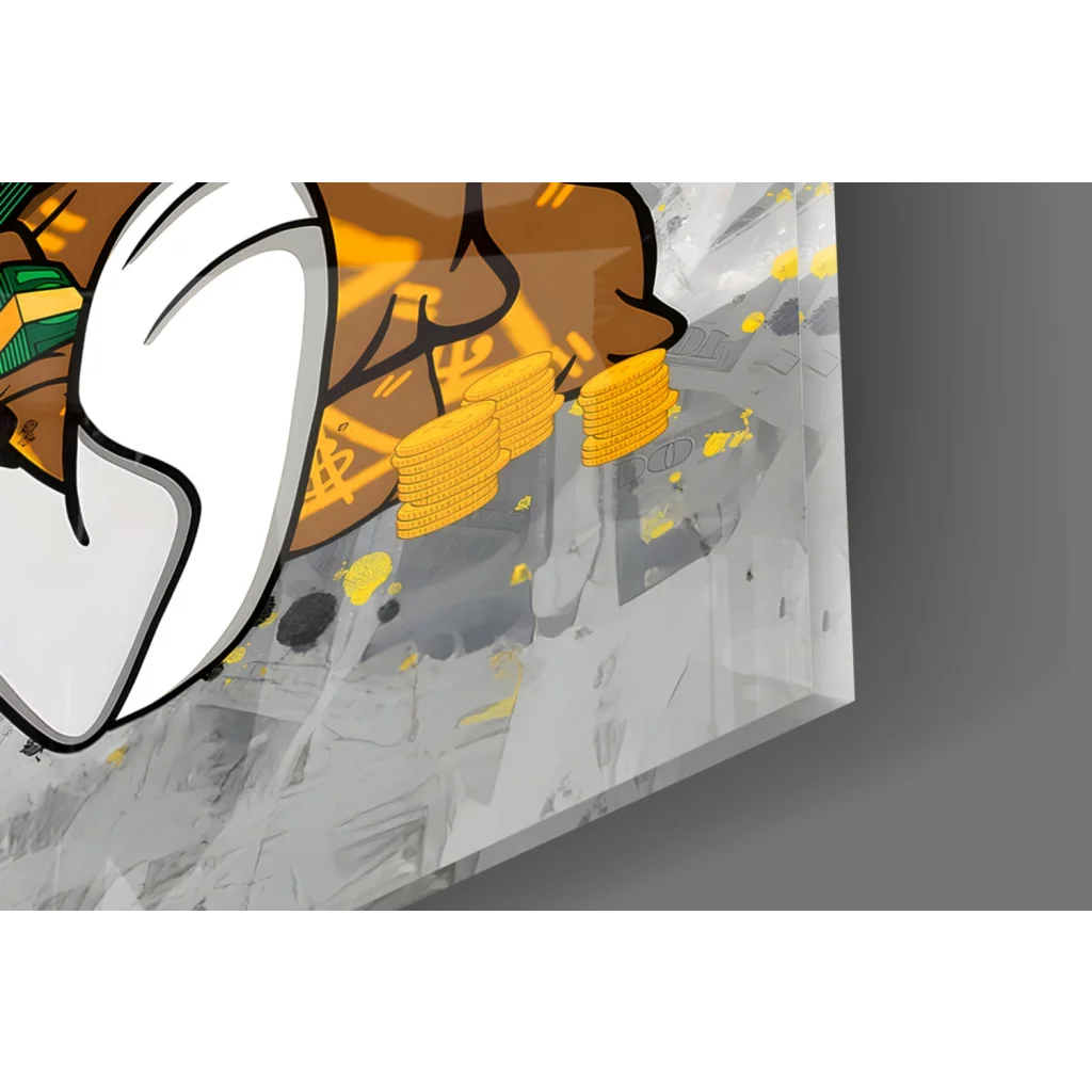 Vibrant anime rabbit glass wall art with basketball design