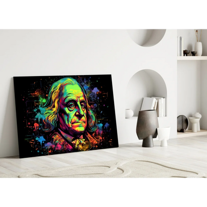 Vibrant Benjamin Franklin portrait canvas wall art