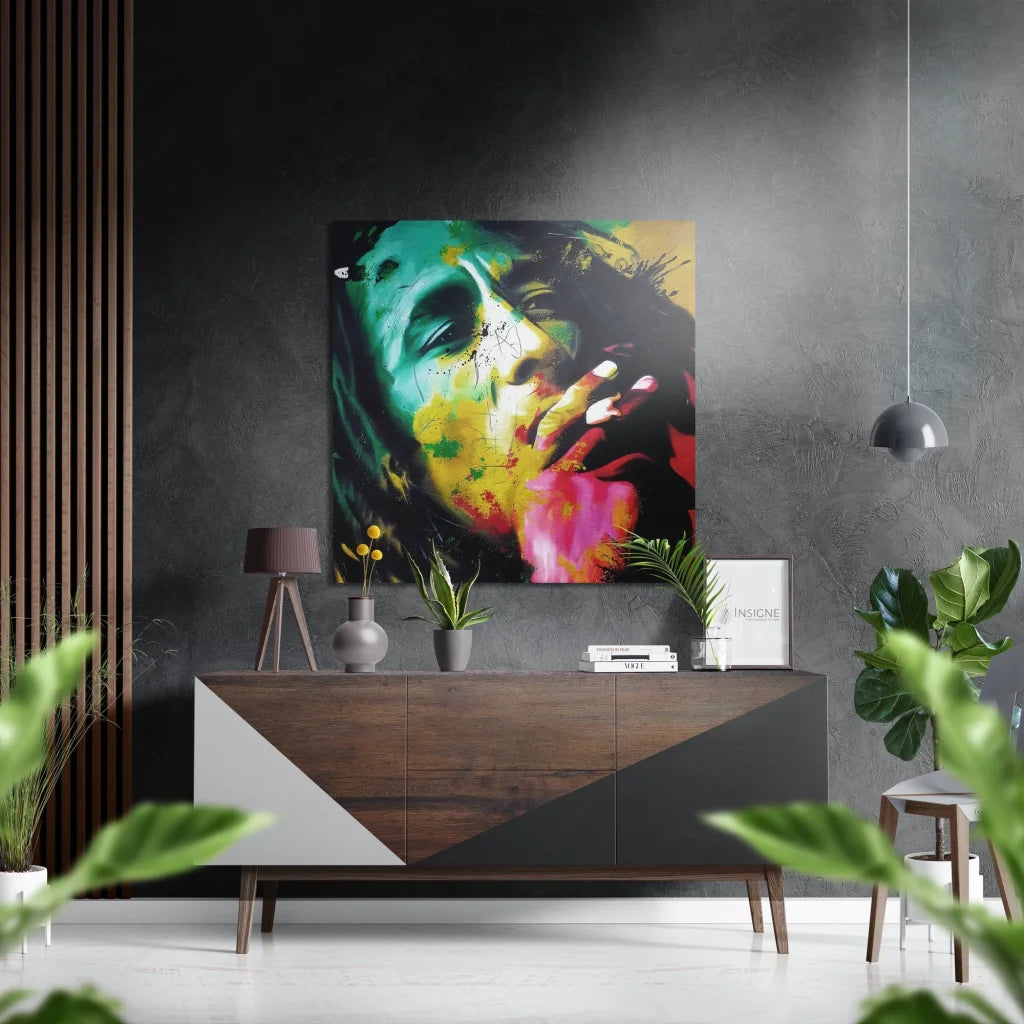 Vibrant Bob Marley canvas art on brushed aluminium dibond