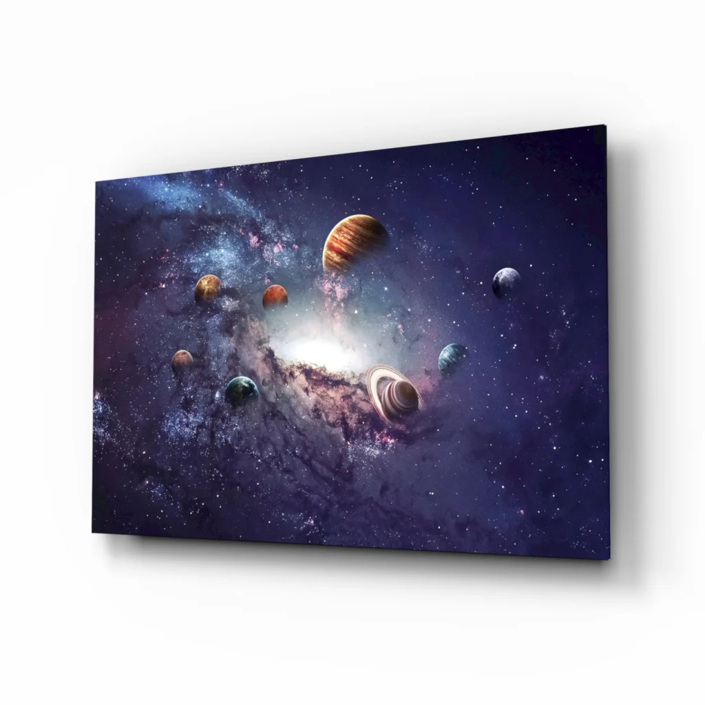 Vibrant cosmic planets canvas wall art in space design