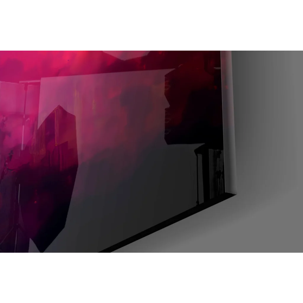 Sleek digital screen with vibrant pink dark abstract glow wall art