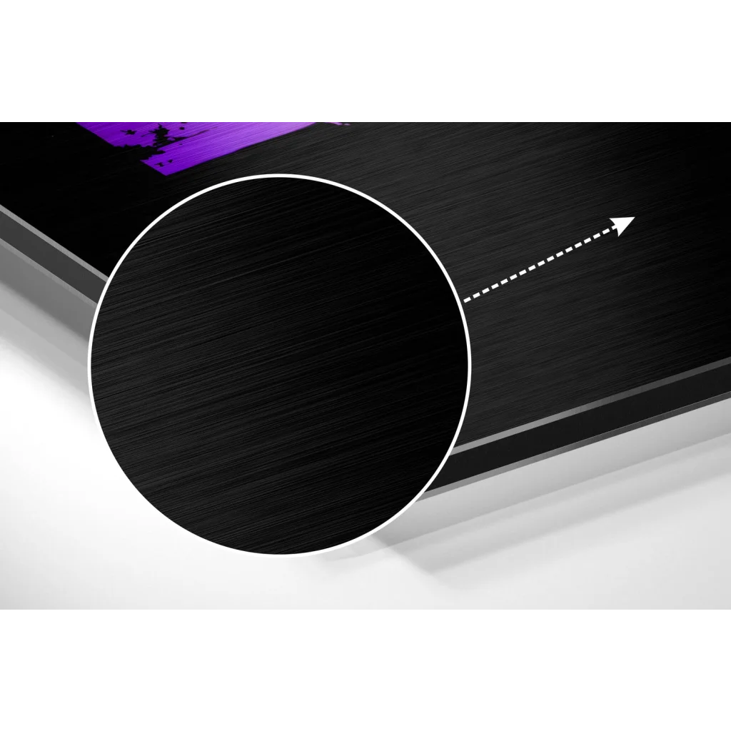 Black brushed aluminium dibond wall art with subtle sheen