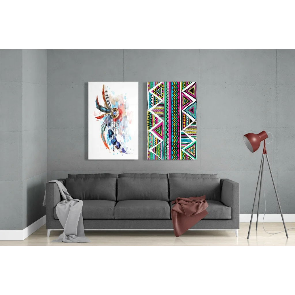 Vibrant Dreamcatcher glass wall art canvas print 24x36 inch