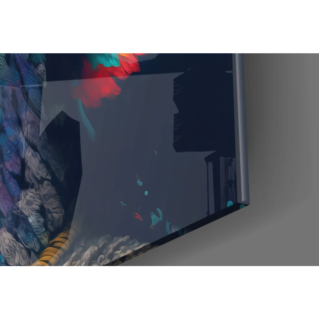 Vibrant Samsung QLED TV in red blue green hues as wall art print