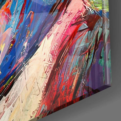 Vibrant Frank Sinatra glass wall art canvas with red, blue, white brushstrokes