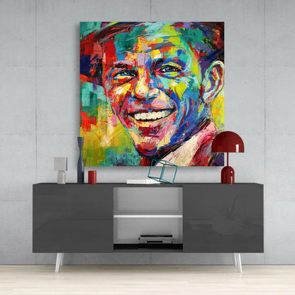 Vibrant Frank Sinatra glass wall art canvas portrait