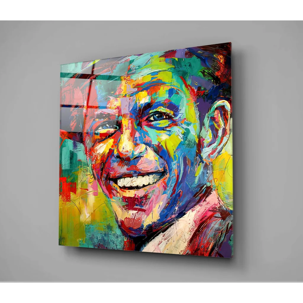 Vibrant Frank Sinatra glass wall art canvas portrait