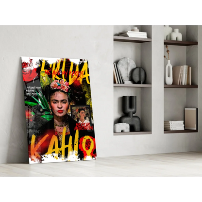 Vibrant Frida Kahlo floral wall art poster on canvas print