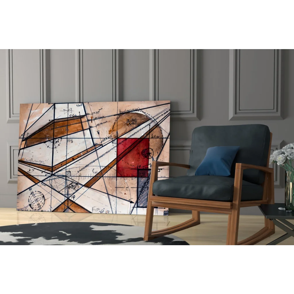 Vibrant geometric abstract wall art canvas with bold earthy tones