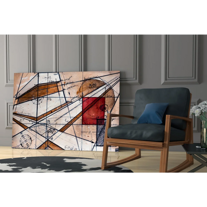 Vibrant geometric abstract wall art canvas with bold earthy tones