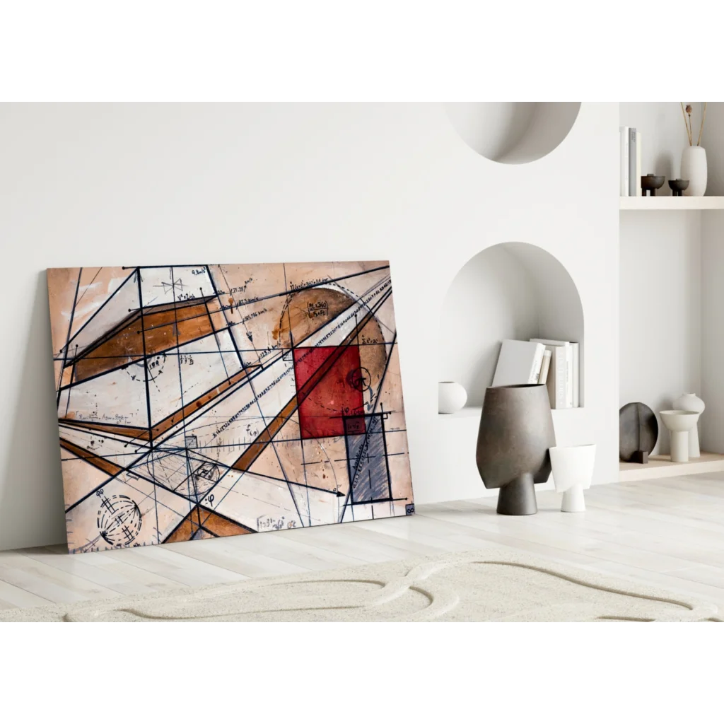 Vibrant geometric abstract canvas wall art with bold colors