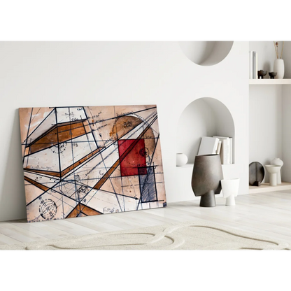 Vibrant geometric abstract canvas wall art with bold colors