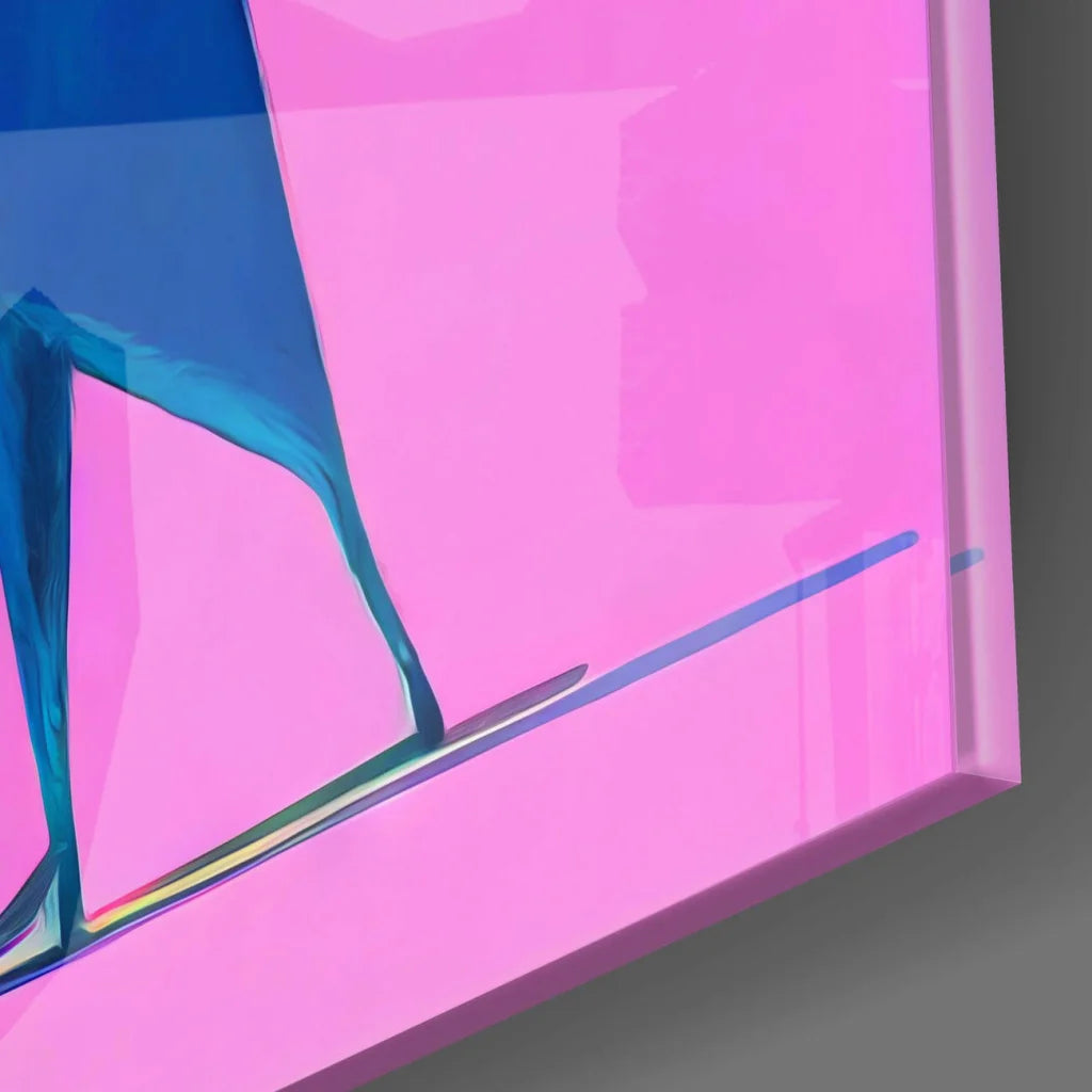 Vibrant pink and blue geometric abstract canvas wall art print