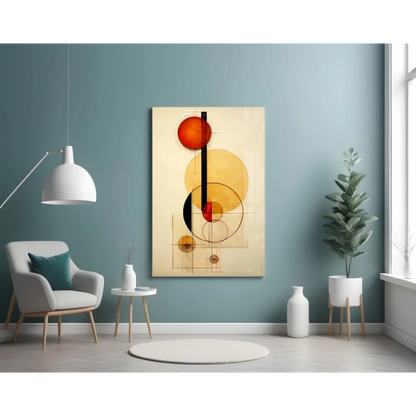 Vibrant geometric circles wall art canvas in orange yellow tones