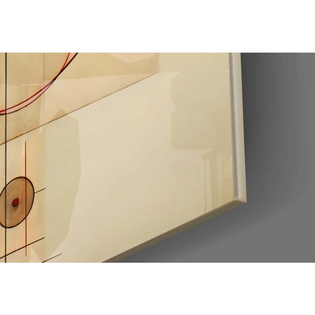 Cream-colored geometric circles wall art in orange and yellow