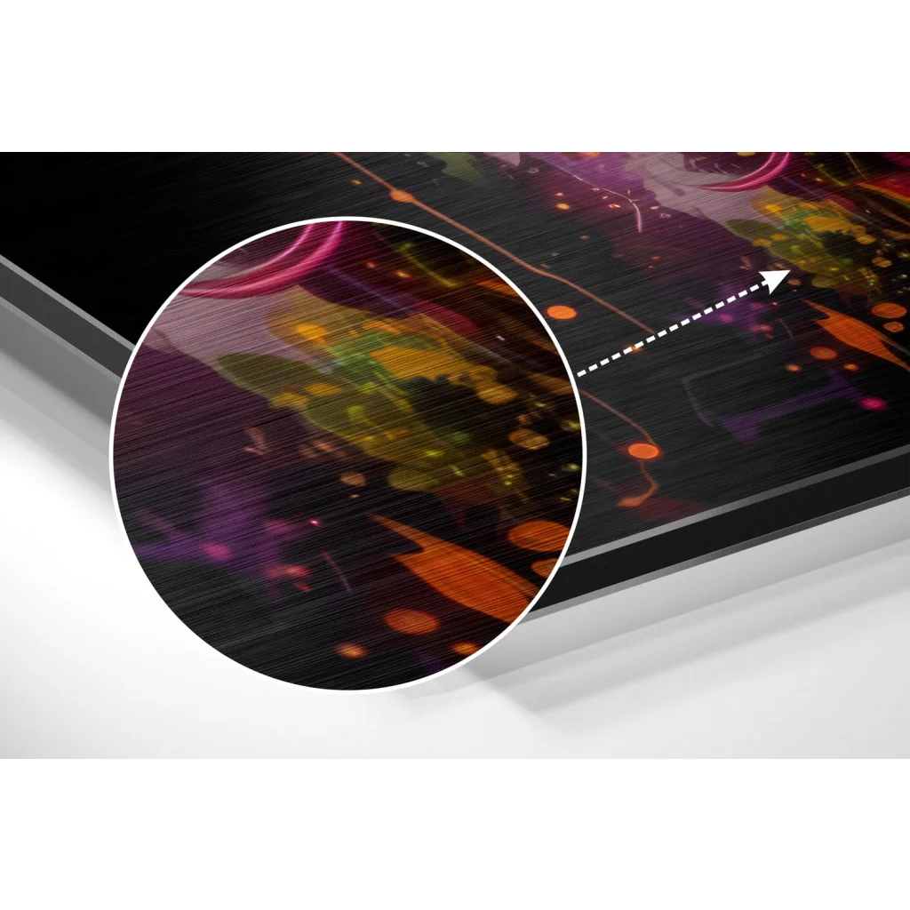 Vibrant Joker art print on sleek brushed aluminium dibond frame