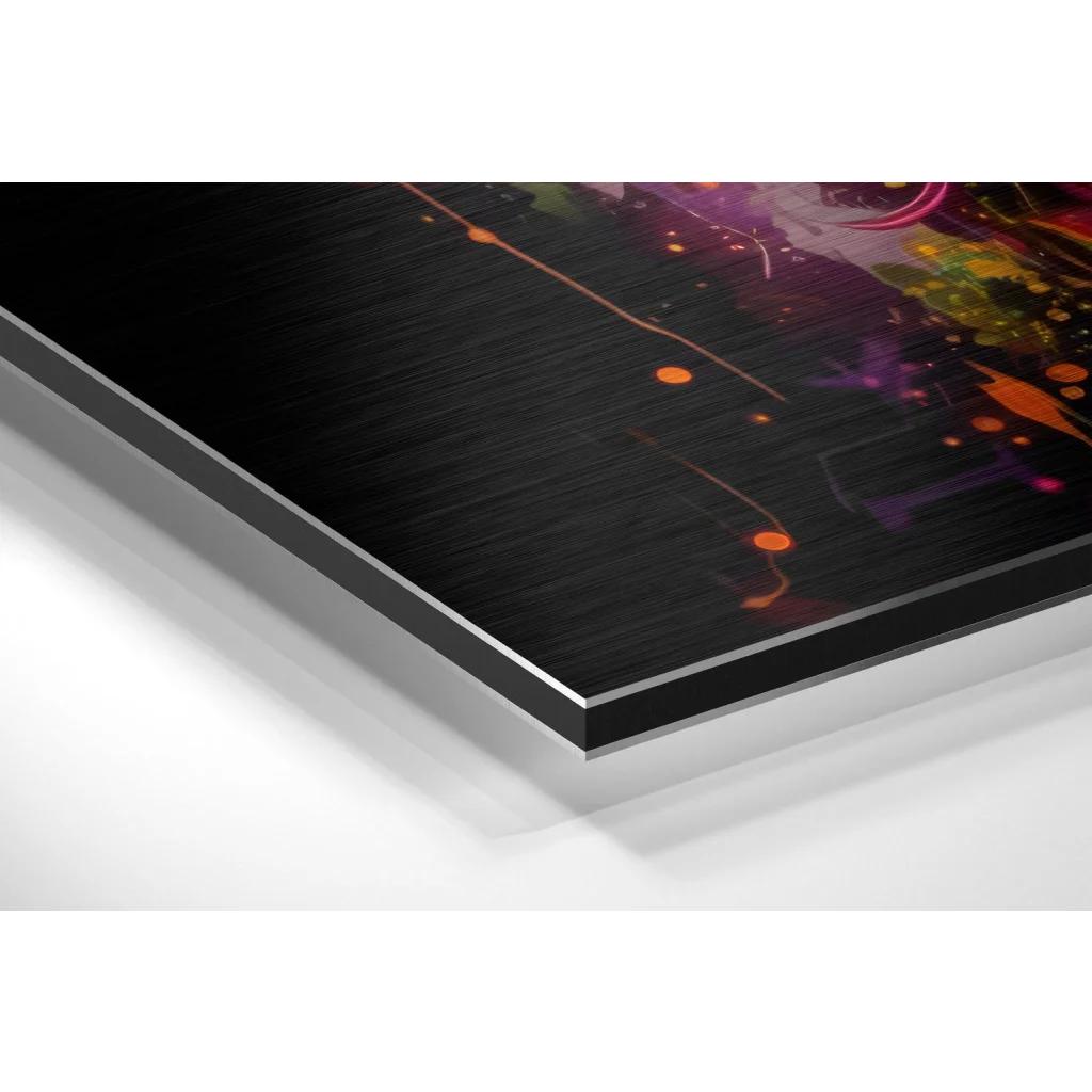 Vibrant Joker abstract art print on brushed aluminium dibond metal frame