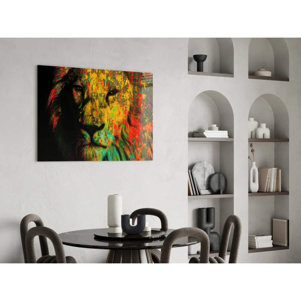 Vibrant lion splash canvas wall art print