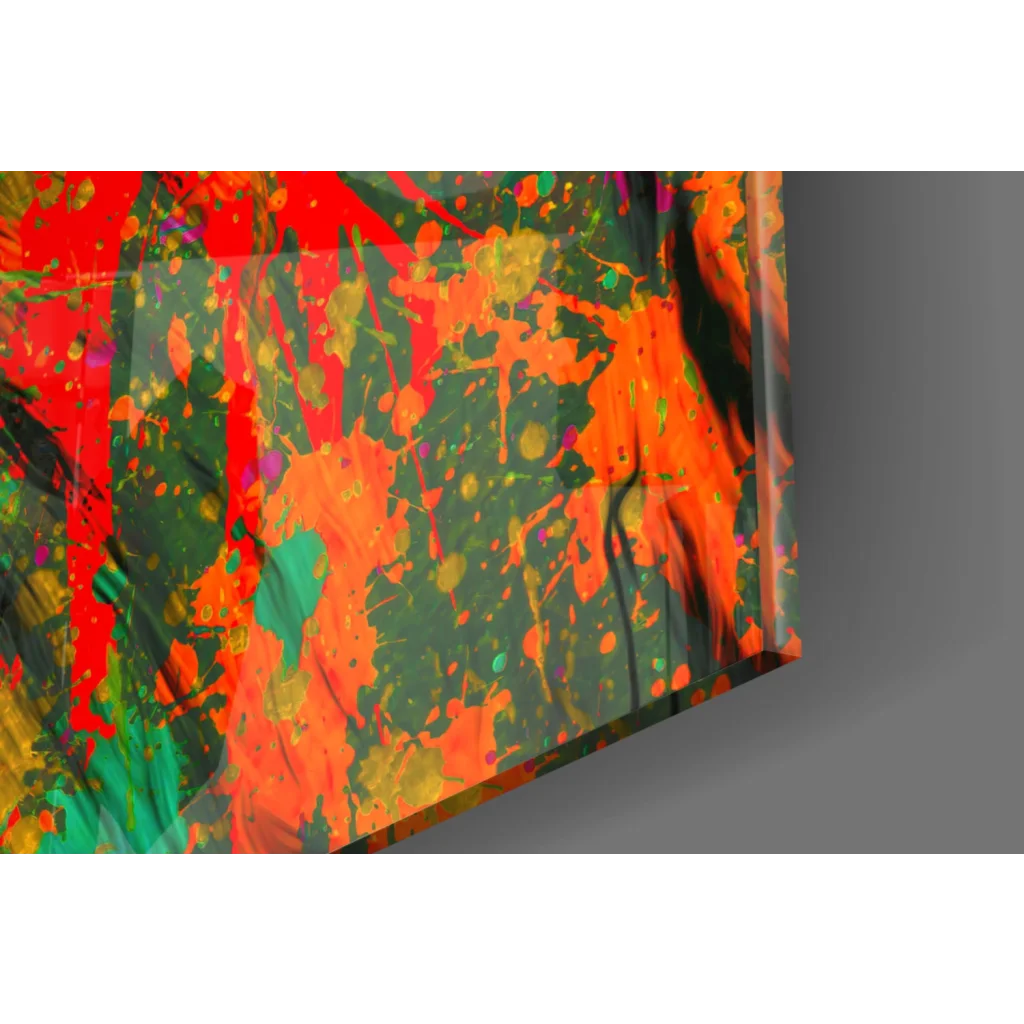 Vibrant orange and green lion splash wall art canvas print