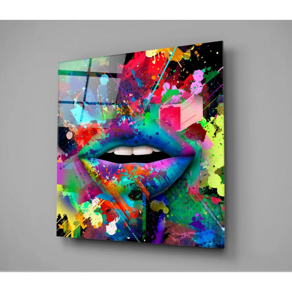 Vibrant colorful lips wall art print on canvas that pops with bold color
