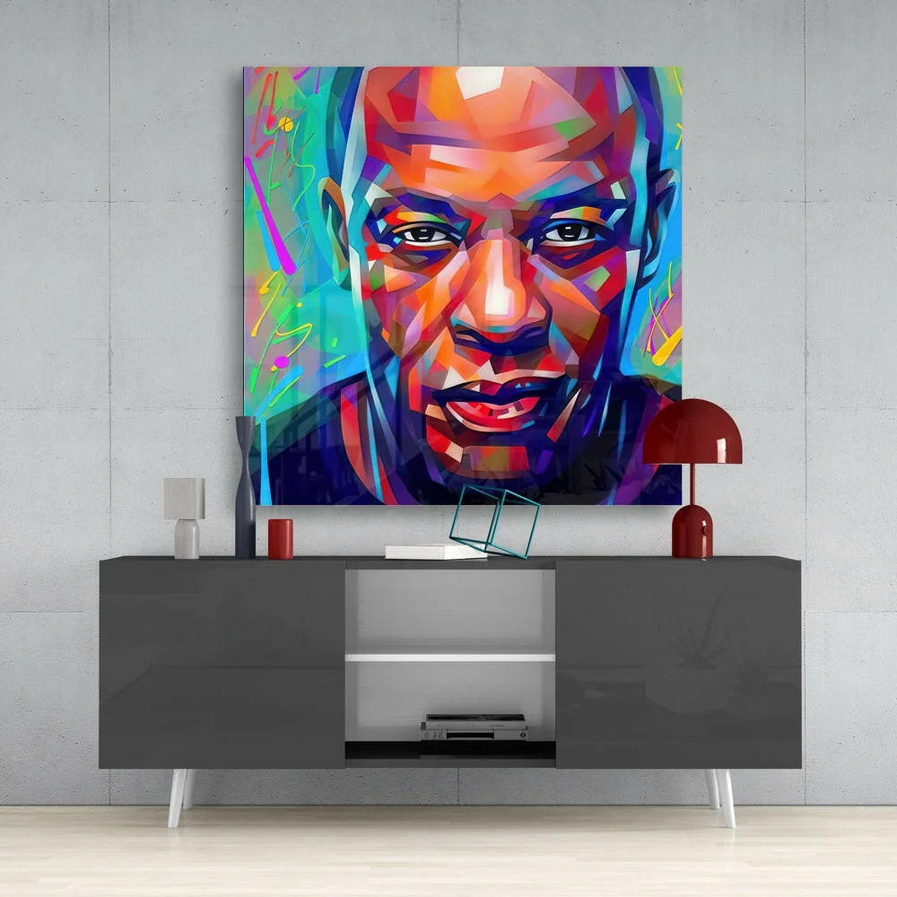 Vibrant Michael Jordan glass wall art canvas print