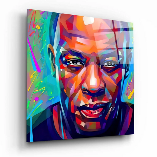 Vibrant Michael Jordan glass wall art canvas print
