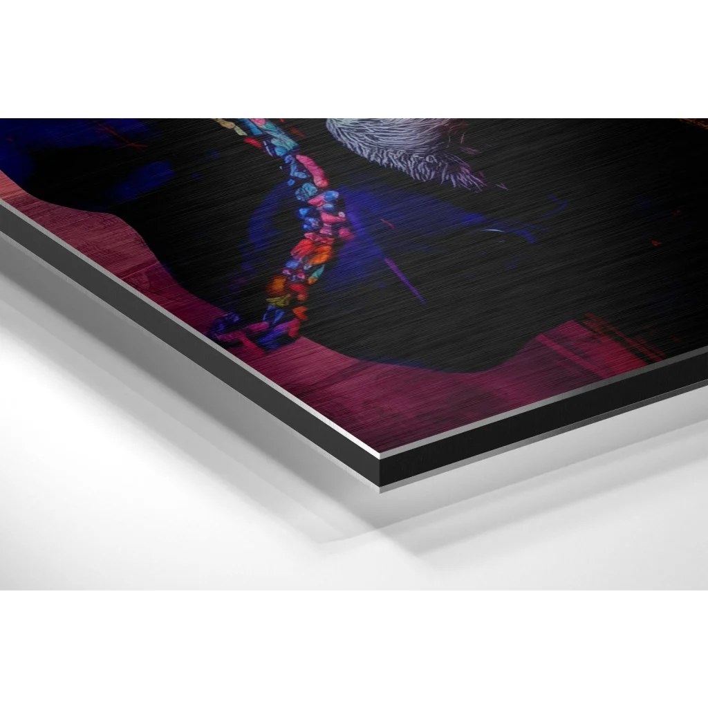 Glass Wall Art Vibrant Monkey Graffiti on Brushed Aluminium Dibond Panel