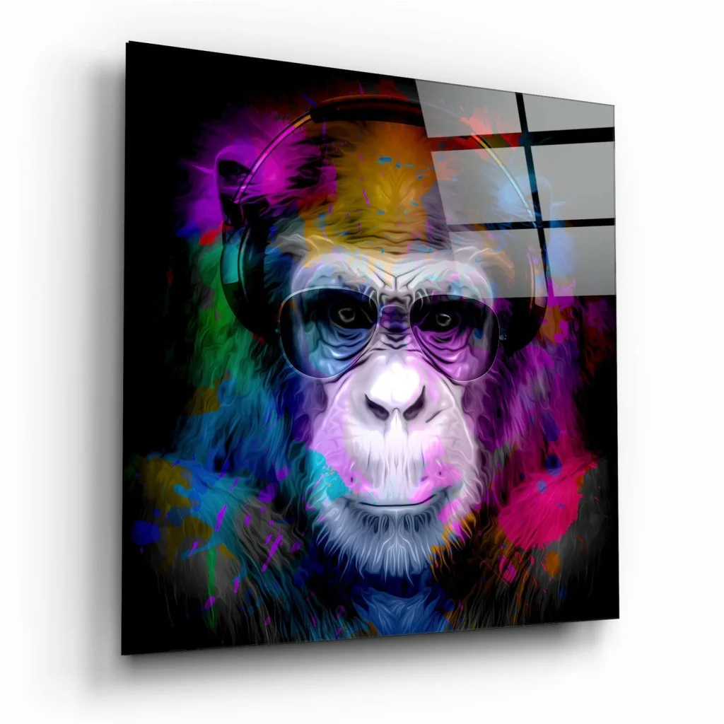 Vibrant Monkey Splash Glass Wall Art Canvas | Insigneart USA | vintageantiquesgifts.com