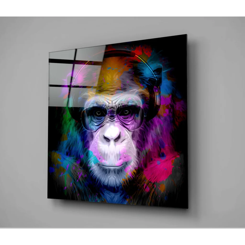 Vibrant Monkey Splash Glass Wall Art Canvas | Glass Wall Art Print | vintageantiquesgifts.com