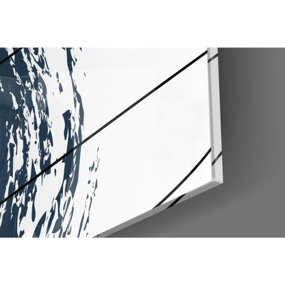 4K LED TV with glossy black frame showing vibrant orange abstract wall art print