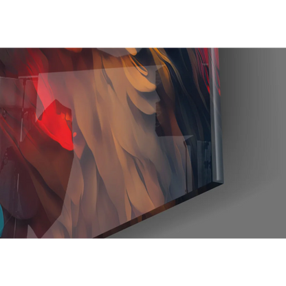 Sleek 4K smart TV with black frame and red accents as vibrant owl wall art