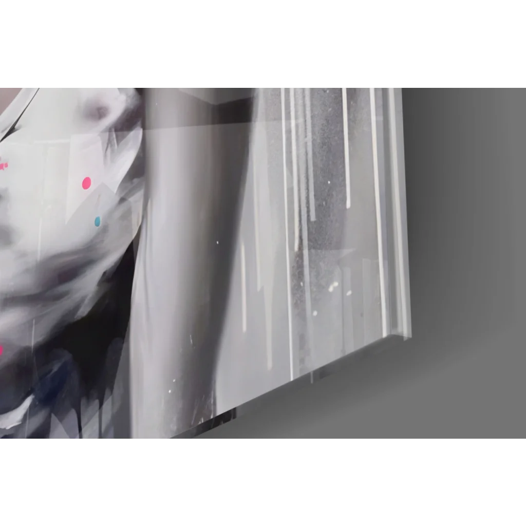 Sleek silver black Apple laptop in vibrant paint splash wall art print