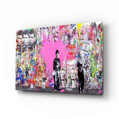 Vibrant pink heart with Mr. in urban canvas wall art