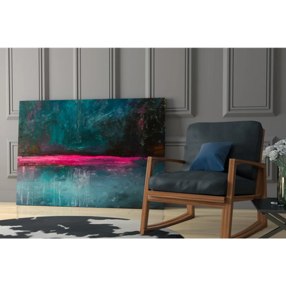 Vibrant pink teal abstract glass wall art canvas for modern spaces