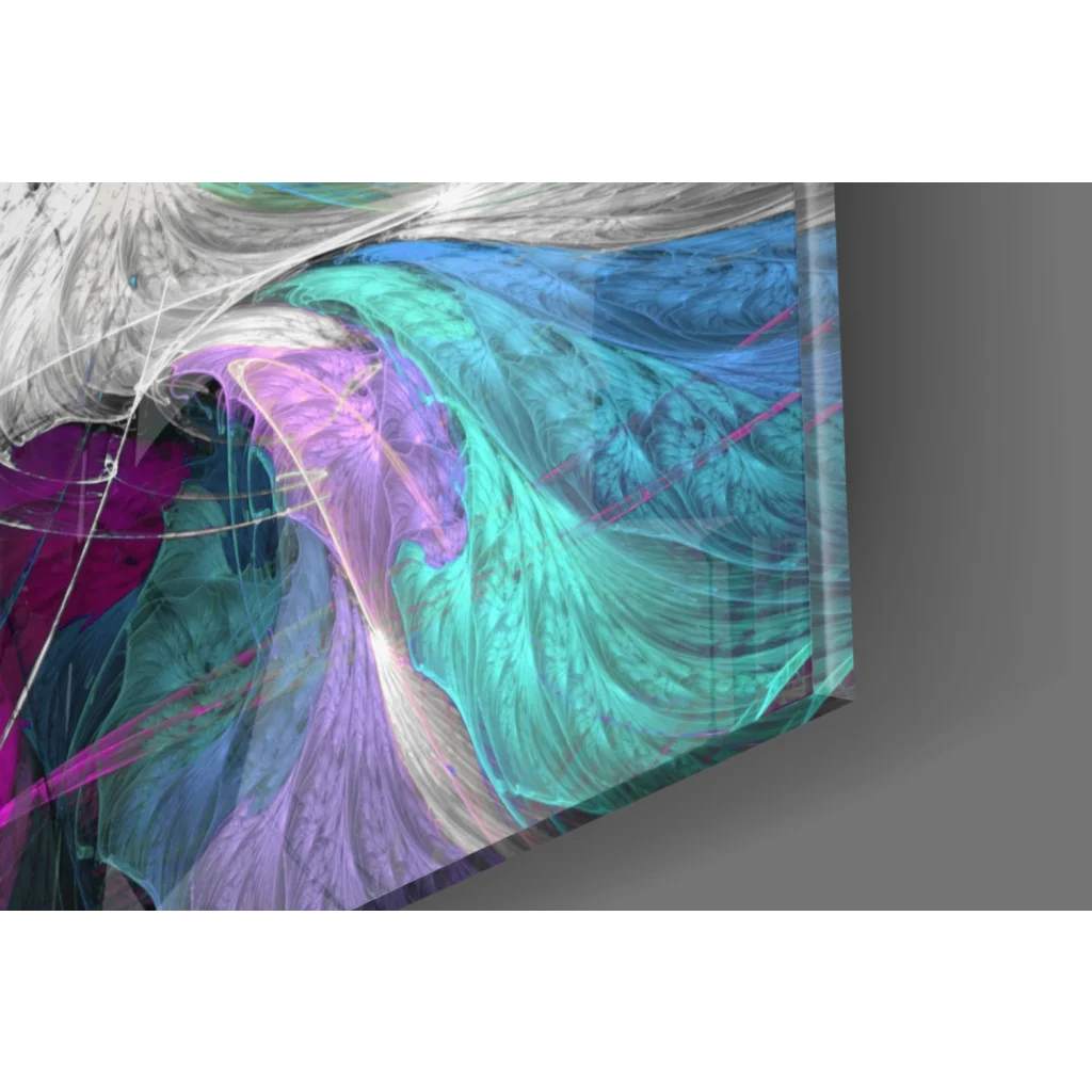 Vibrant teal and purple swirl abstract canvas wall art print