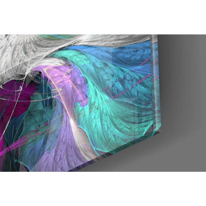 Vibrant teal and purple swirl abstract canvas wall art print