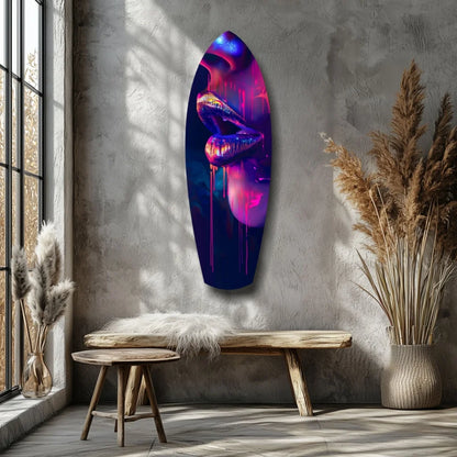 Vibrant purple blue tempered glass art wall decor with glossy finish