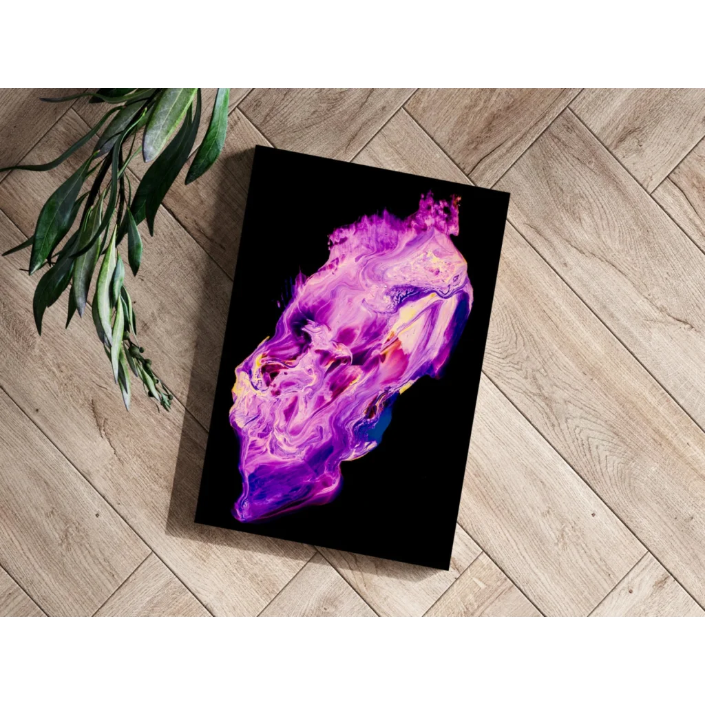Vibrant purple pink swirl abstract fluid art on aluminum wall print
