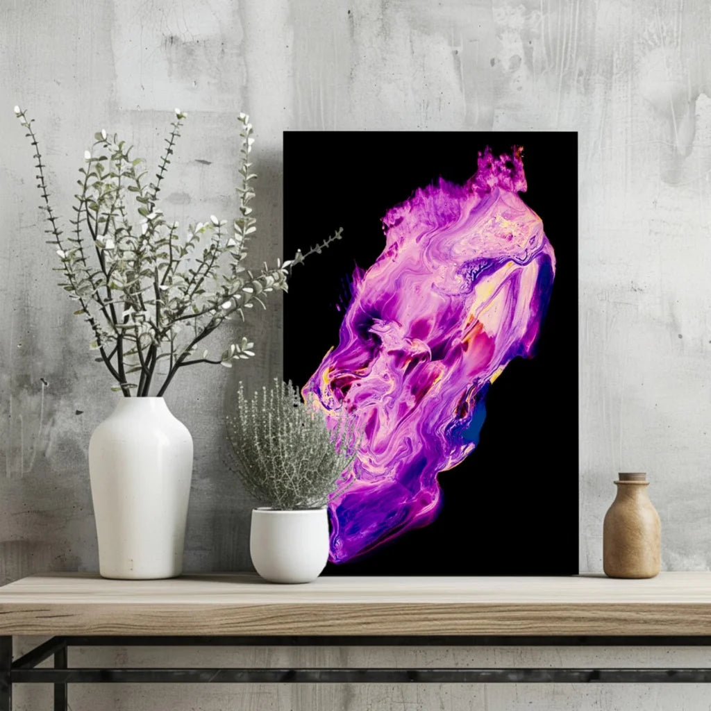 Vibrant purple pink swirl abstract aluminum wall art print