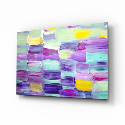 Vibrant purple teal abstract canvas wall art explosion with bold brushstrokes