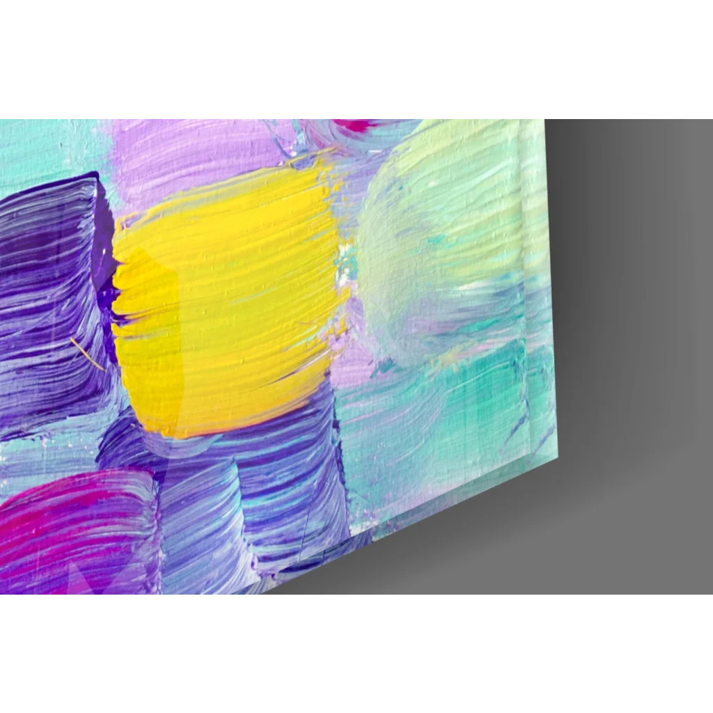 Vibrant purple teal abstract explosion glass wall art canvas