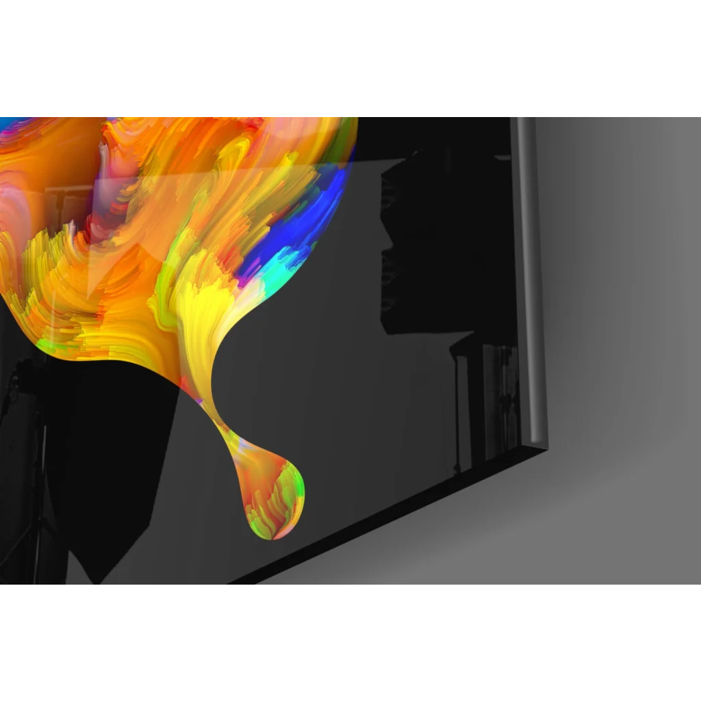 Vibrant Samsung QLED TV displaying rainbow butterfly glass wall art