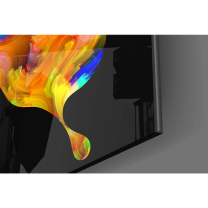 Vibrant Samsung QLED TV displaying rainbow butterfly glass wall art