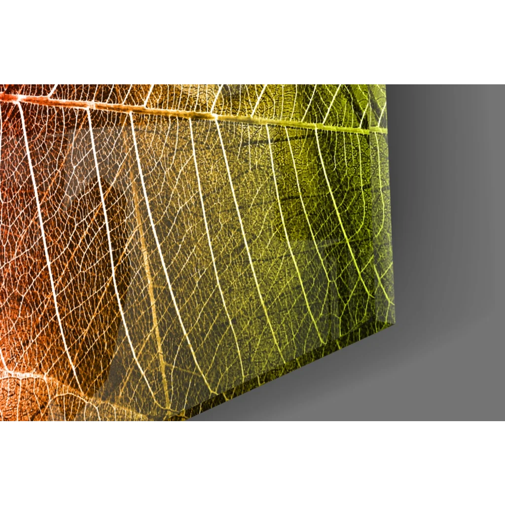 Vibrant green leaf skeleton on canvas wall art print