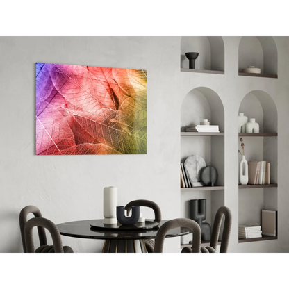 Vibrant rainbow leaf wall art tapestry with intricate colors
