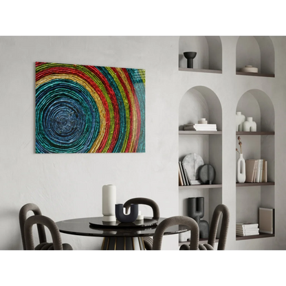 Vibrant Rainbow Spiral wall art canvas print with colorful patterns