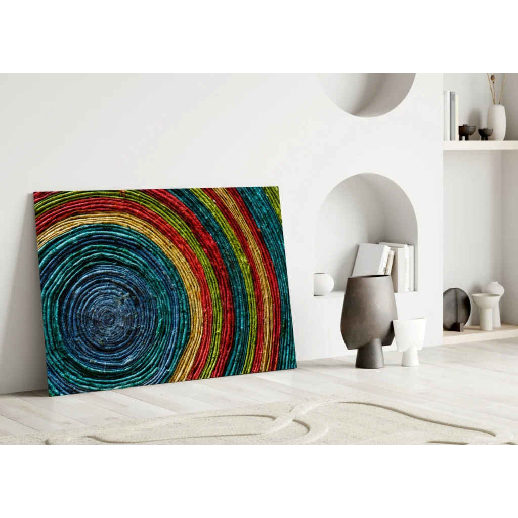 Vibrant rainbow spiral wall art canvas print
