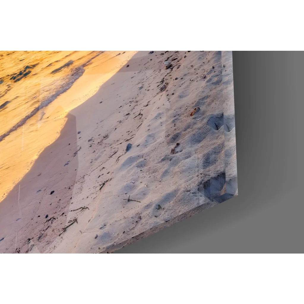 3D printed snowboard wall art in vibrant sunset beach design